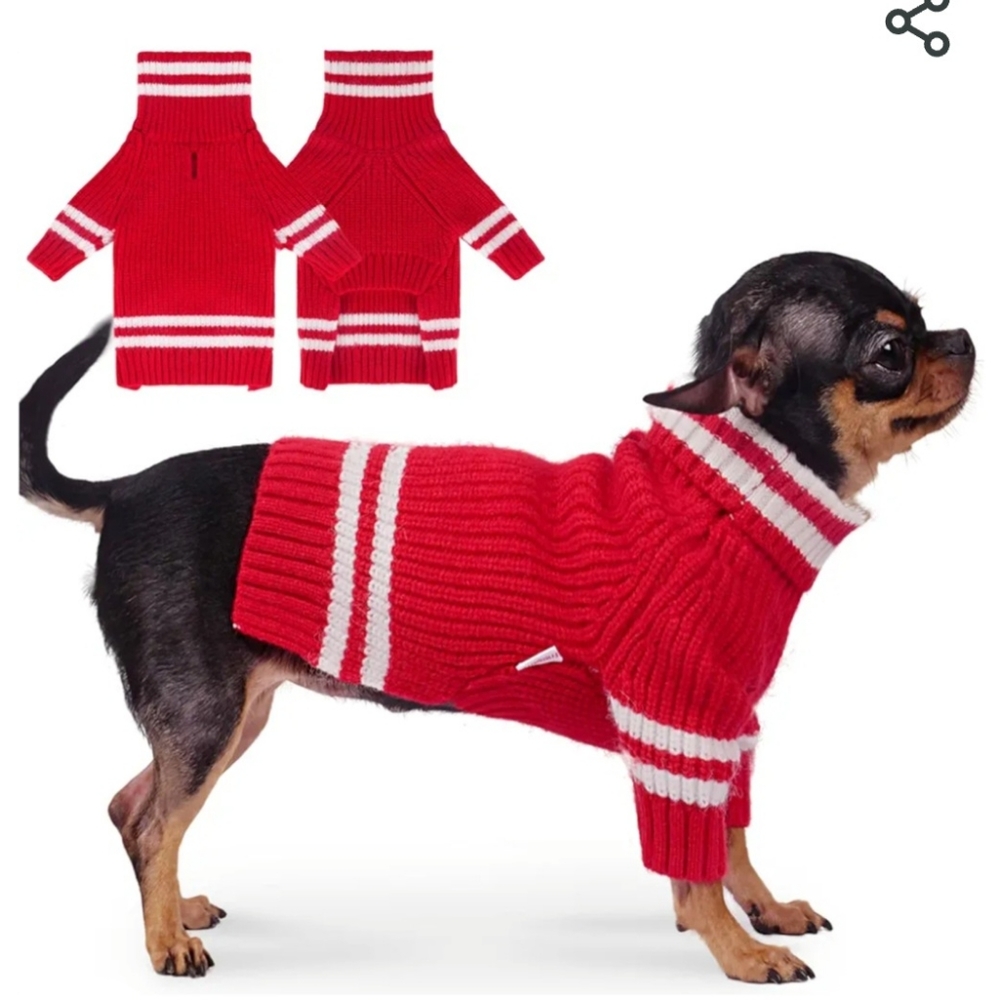 Frienperro Dog Turtleneck Striped Red/White Sweater‎ Size XS